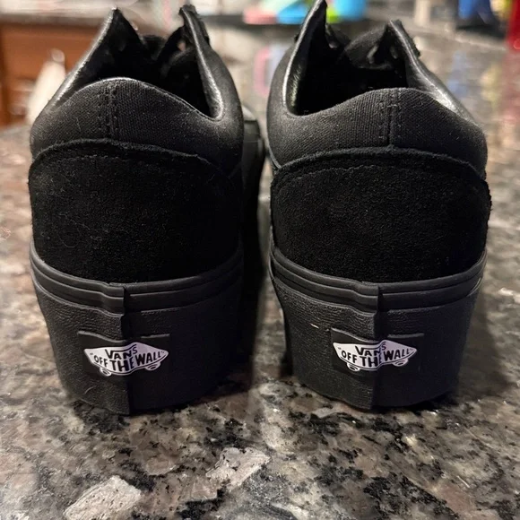 New Vans Old Skool Stackform Platform Sneakers Suede/Canvas Black Monochrome - Picture 9 of 12